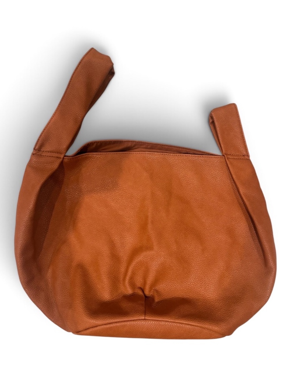 The Drop Cognac Brown Pebbled Faux Leather Shoulder Tote Handbag NWOT